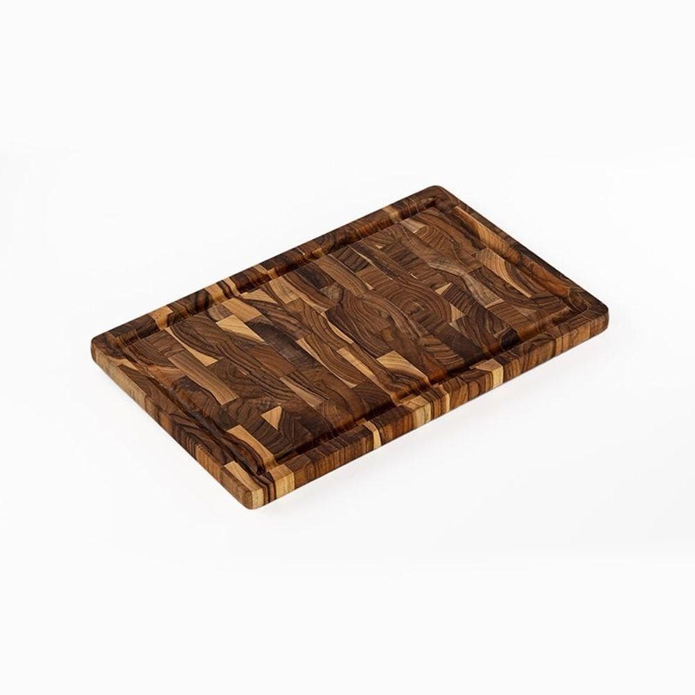 Tábua Para Corte Com Canaleta Em Madeira Teca Invertida - Stolf 39x25