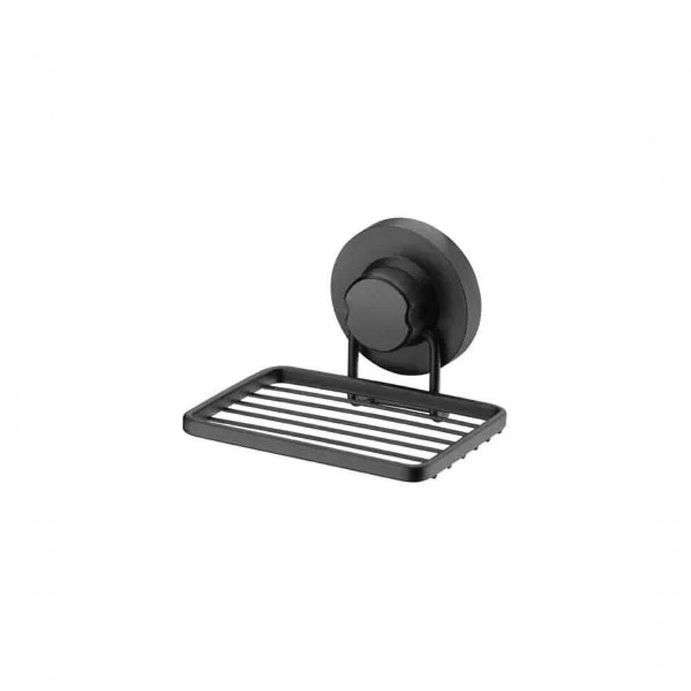 Saboneteira Com Ventosa Redonda Black - Steel