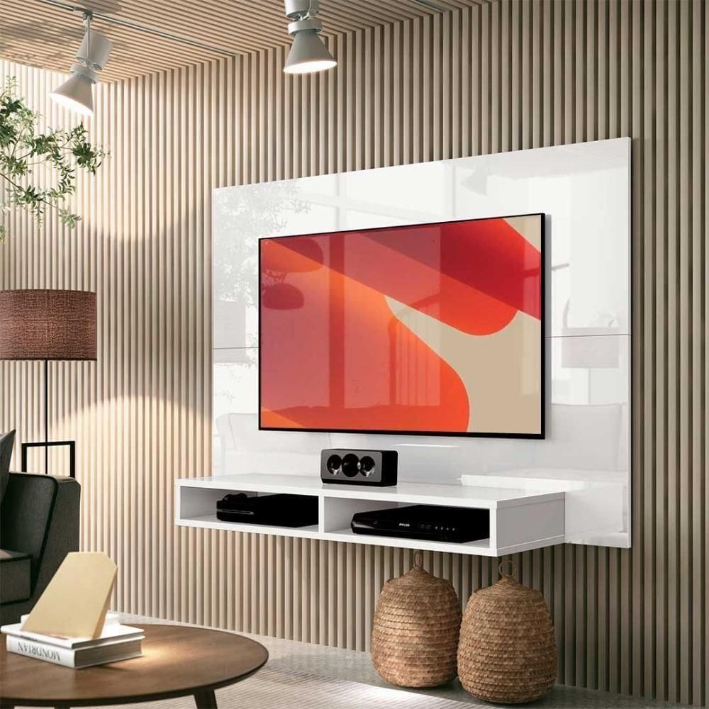 Painel Para Até 43 Polegadas 1,20m Com Nicho Fox New Edn Branco Branco