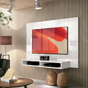 Painel Para Até 43 Polegadas 1,20m Com Nicho Fox New Edn Branco Branco