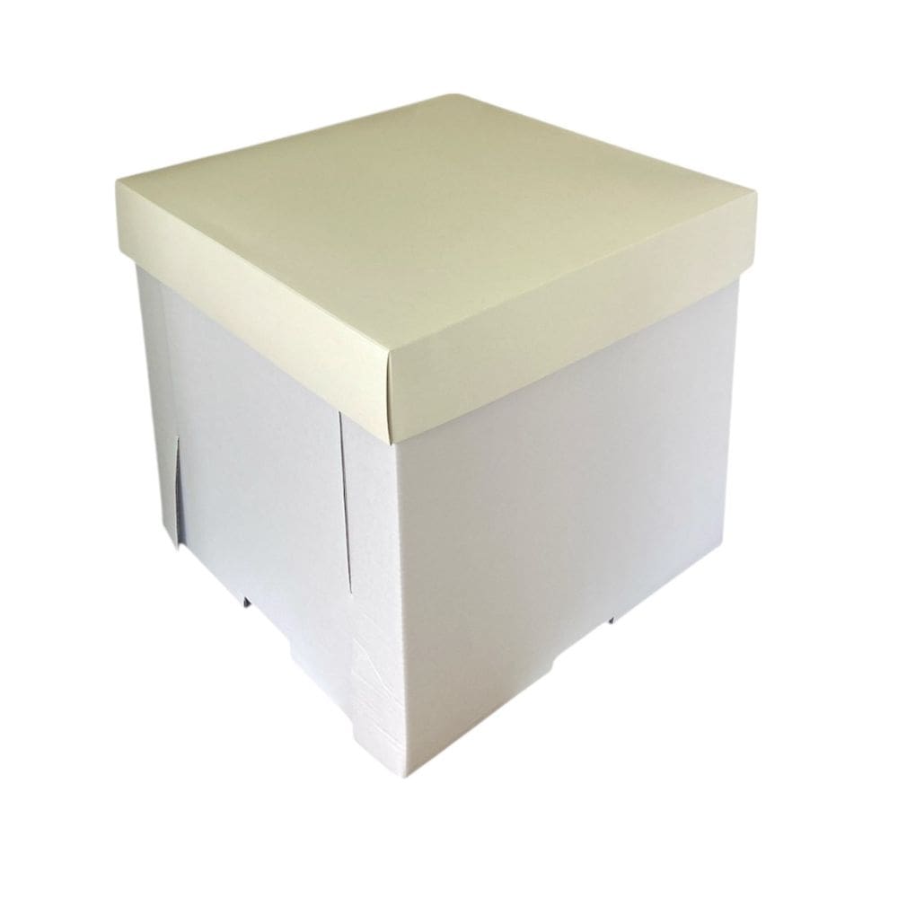 Caixa Cubo Quadrada Com Tampa Para Bolos Altos 20x20x20cm Branca