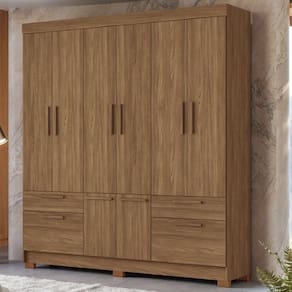 Guarda-roupa 8 Portas 4 Gavetas Mdp Curitiba Jatoba