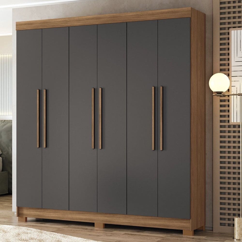 Guarda-roupa 06 Portas 2 Gavetas Mdp Toledo JATOBÁ/GRAFITTE