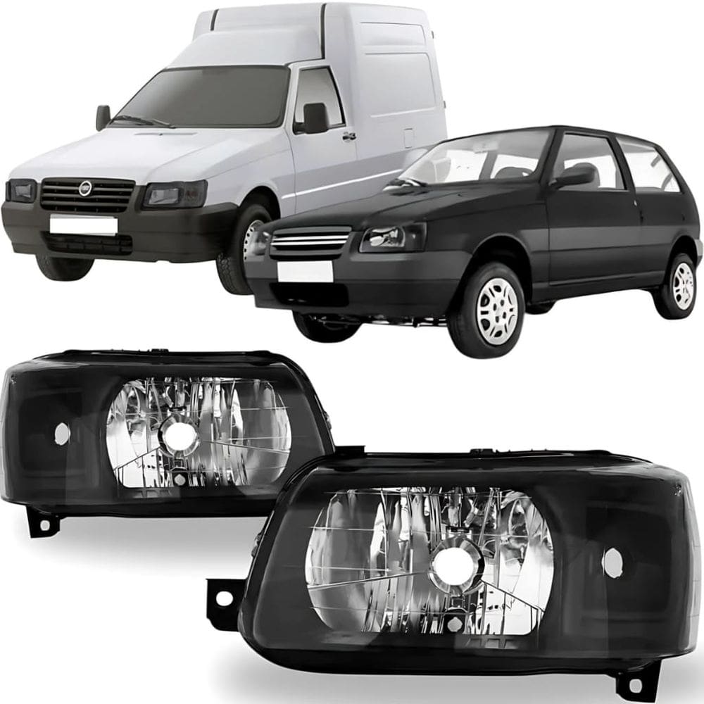 Farol Fiat Uno Fiorino 2004 Até 2013 Mascara Negra
