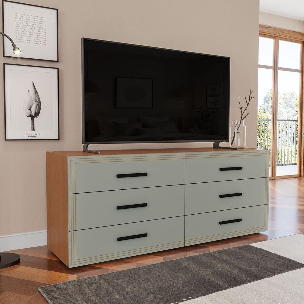 Cômoda 6 Gavetas Móveis 150,1cm 63,1cm 46cm Valência Freijó/Verde