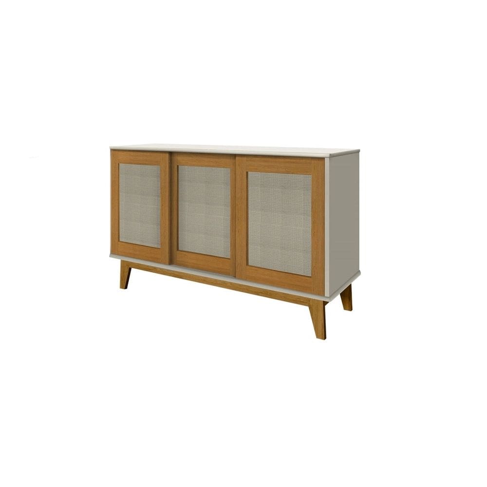 Buffet Detroit 3 Portas Off White/Madeira – Tebarrot Móveis