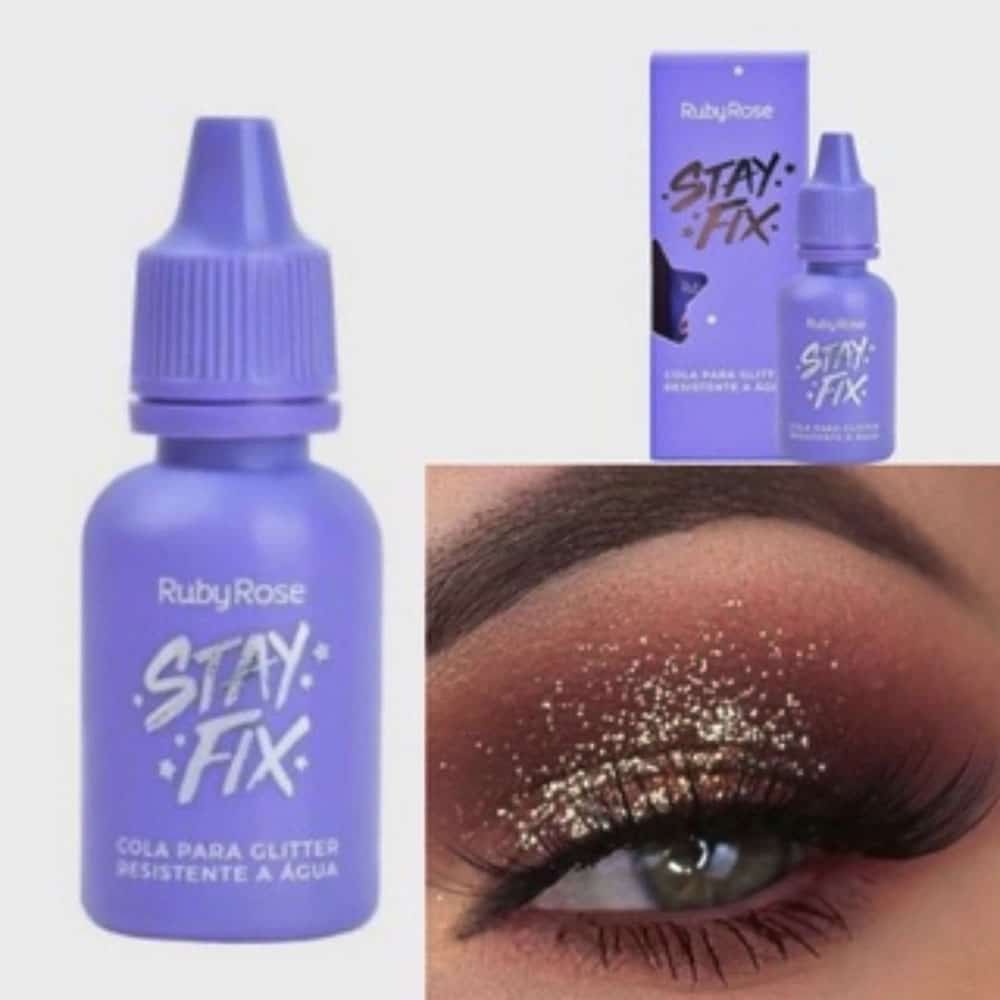 Fixador de Maquiagem Cola Para Glitter E Blindagem Resistente A Água Stay Fix Hb580 Ruby Rose 15ml