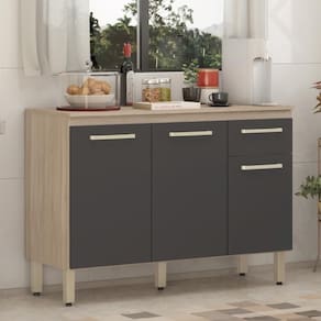 Balcão De Cozinha 3 Portas E 1 Gaveta Dama - Avena Touch/grafito