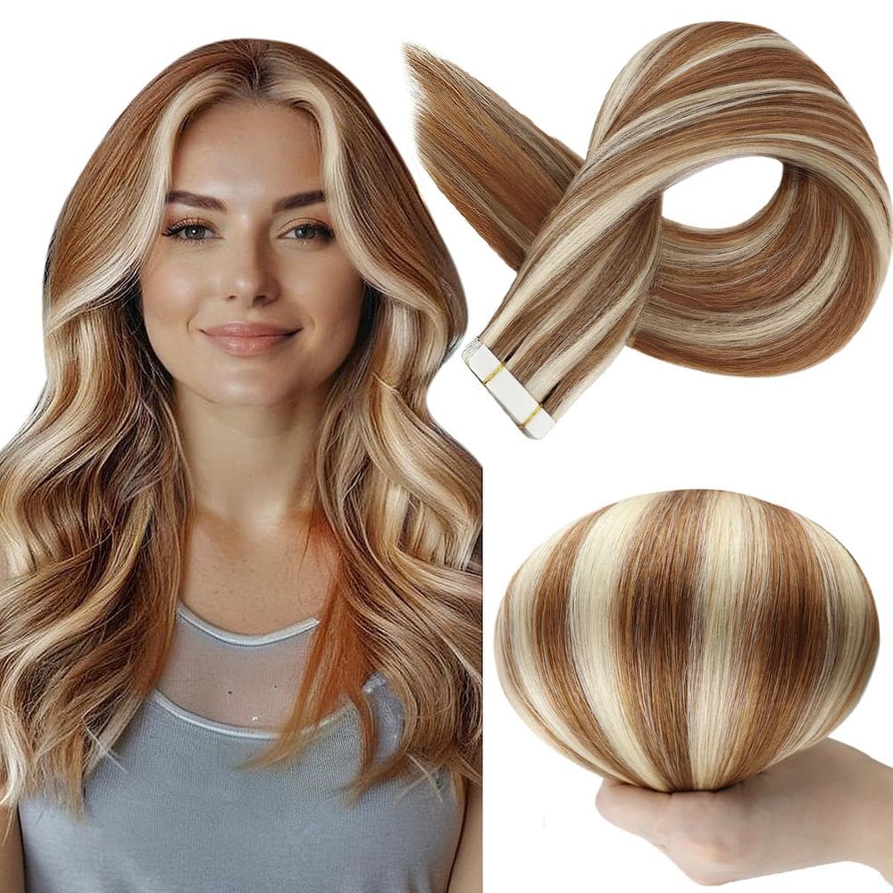 Fita adesiva em extensões de cabelo Full Shine 330 Copper Brown 30g 12&quot;