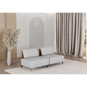 Sofá Dream Box Moderno Modular 1,60m Cinza com Courino Terracota - Rede Móveis