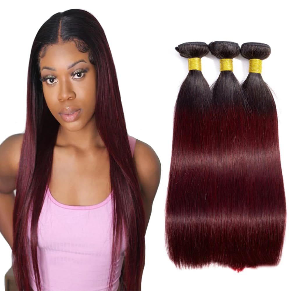 Extensões de cabelo Nuailisex Onbre Bundles 1B99j Straight
