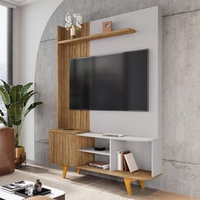 Home Estante Rack Corumbau Para Tv Até 55 Polegadas Cinamomo/Off White
