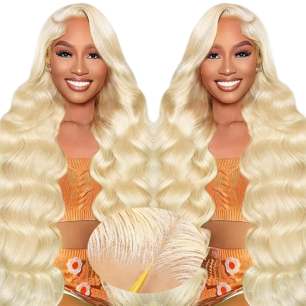 Peruca frontal de renda XNJ 613 Cabelo humano 200% densidade loira 22"
