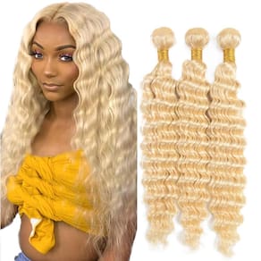 Pacotes de cabelo Aonbamds 613 Blonde Deep Wave 12-34