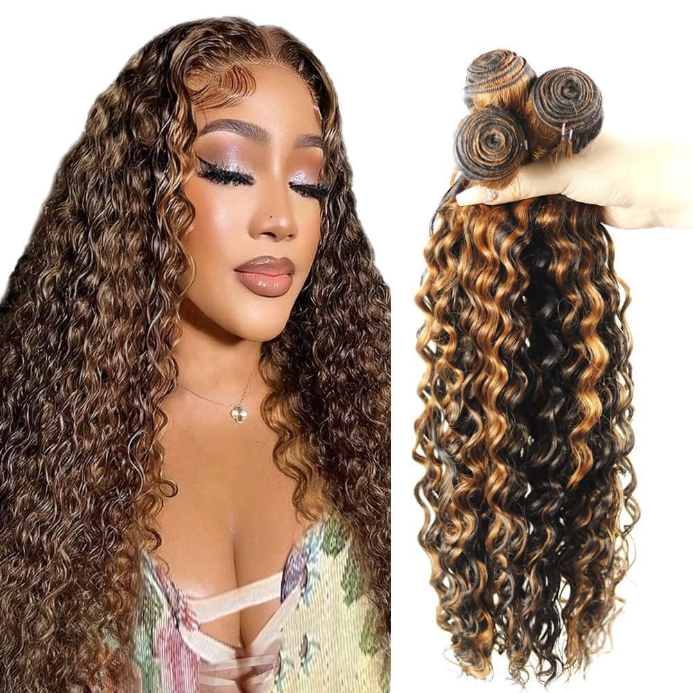 Pacotes de cabelo DiexRlamx Brown Deep Wave 50 55 60 cm 300g 8A