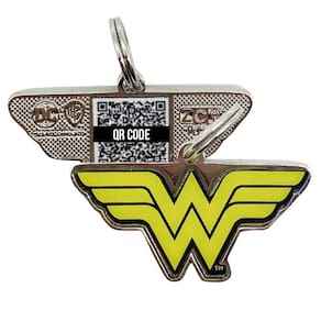 Mulher Maravilha PetCode Pingente De Identificação De Metal Para Coleira C/ QR Code Oficial DC