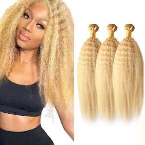 Pacotes de cabelo Poirewa P27/613 Highlight Blonde Yaki Straight