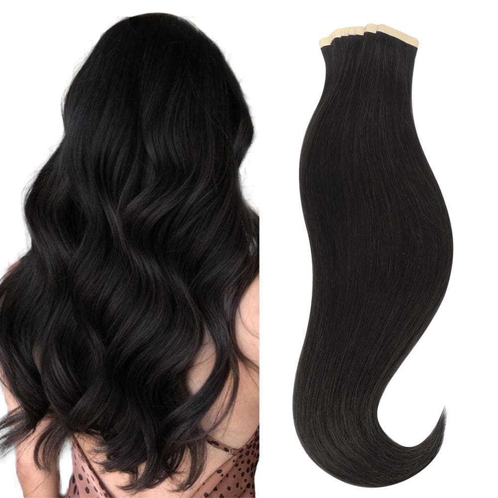 Fita adesiva em extensões de cabelo HOTBANANA 50g 22cm Preto natural