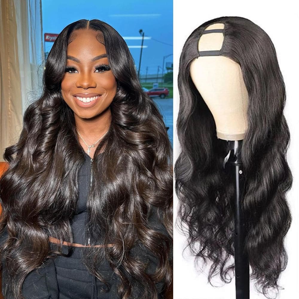 Peruca de cabelo humano U Part BYYASAA Body Wave 45 cm 180% de densidade