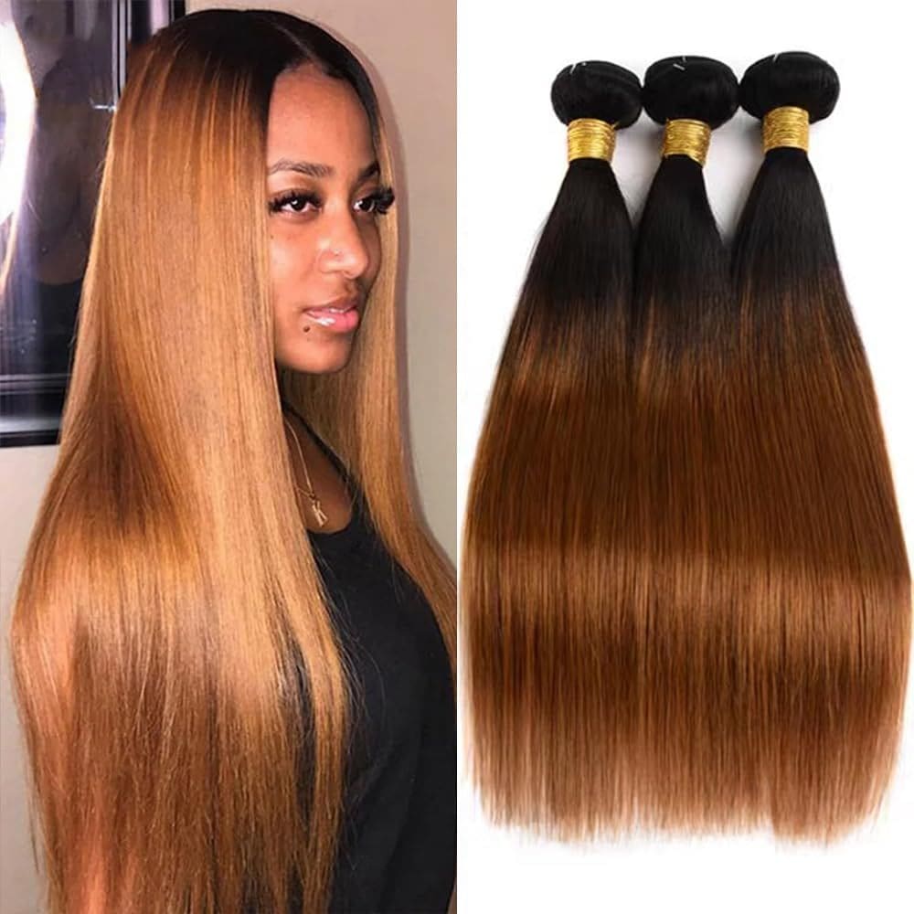 Pacotes de cabelo MAMART Ombre Brown Straight Brazilian 8-30
