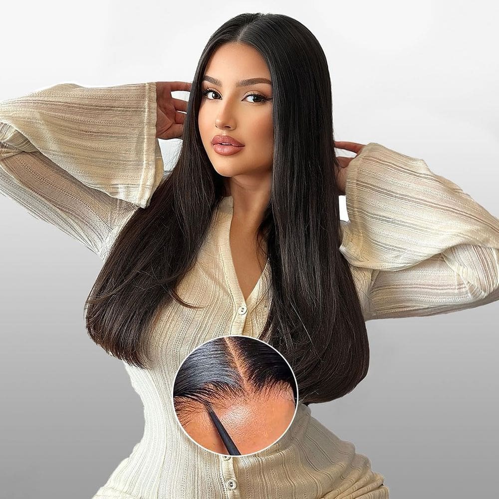 Perucas Ecibeny, renda reta, 100% cabelo humano, 20\"