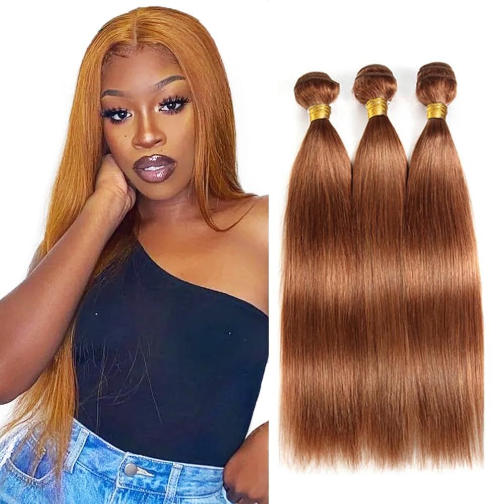 #30 Pacotes de cabelo humano castanho lisos 50 g/pacote 20 cm 22 cm 24 cm
