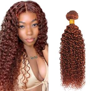 Pacotes de cabelo HuxoWax Kinky Curly Copper Red 26 no Brasil