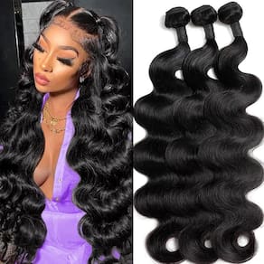 Pacotes de cabelo KISS HAIR Body Wave 12A 40 45 50cm Preto natural