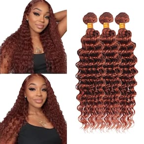 Pacotes de cabelo HuxoWax Color #33 Deep Wave 40 45 50 cm Cobre Vermelho