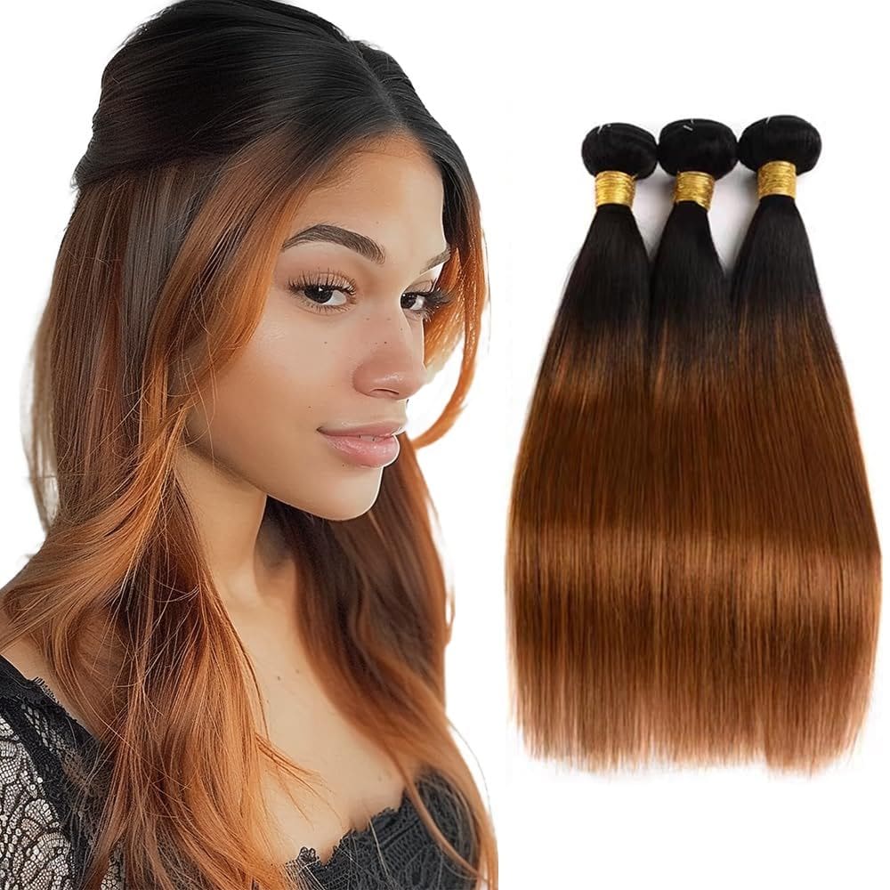 Pacotes de cabelo MAMART Ombre Brown Straight Brazilian 56-66cm