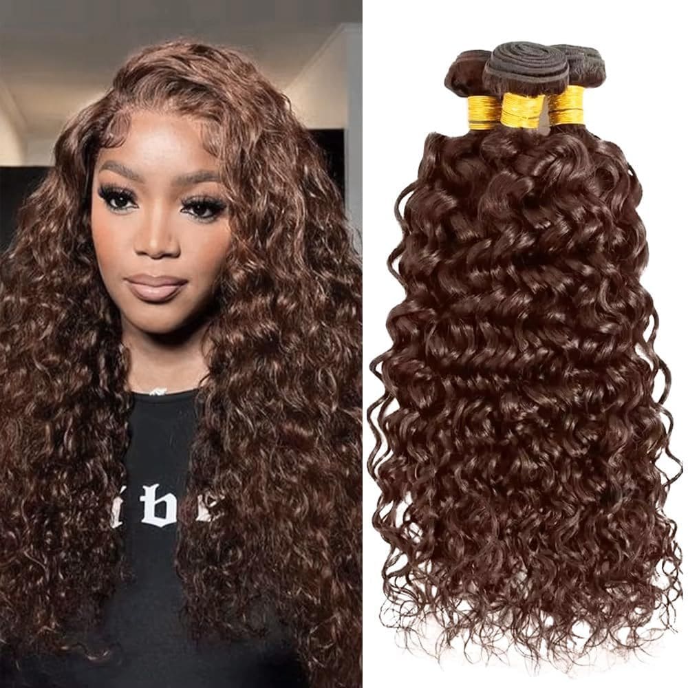 Pacotes de cabelo MAMART Chocolate Dark Brown Water Wave 22cm