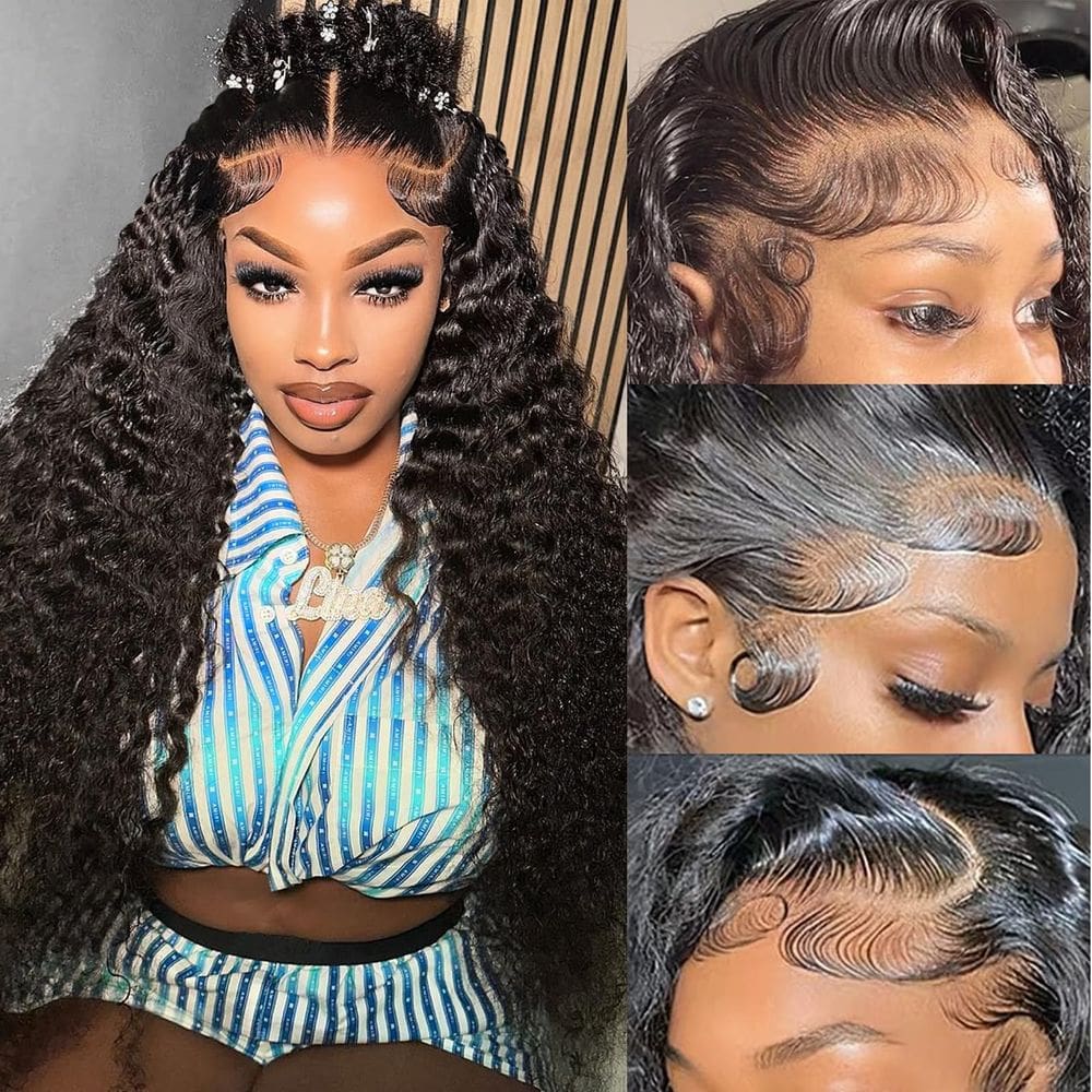 Perucas Aatifa 13x4 Water Wave Lace Front Human Cabelo humano 56cm