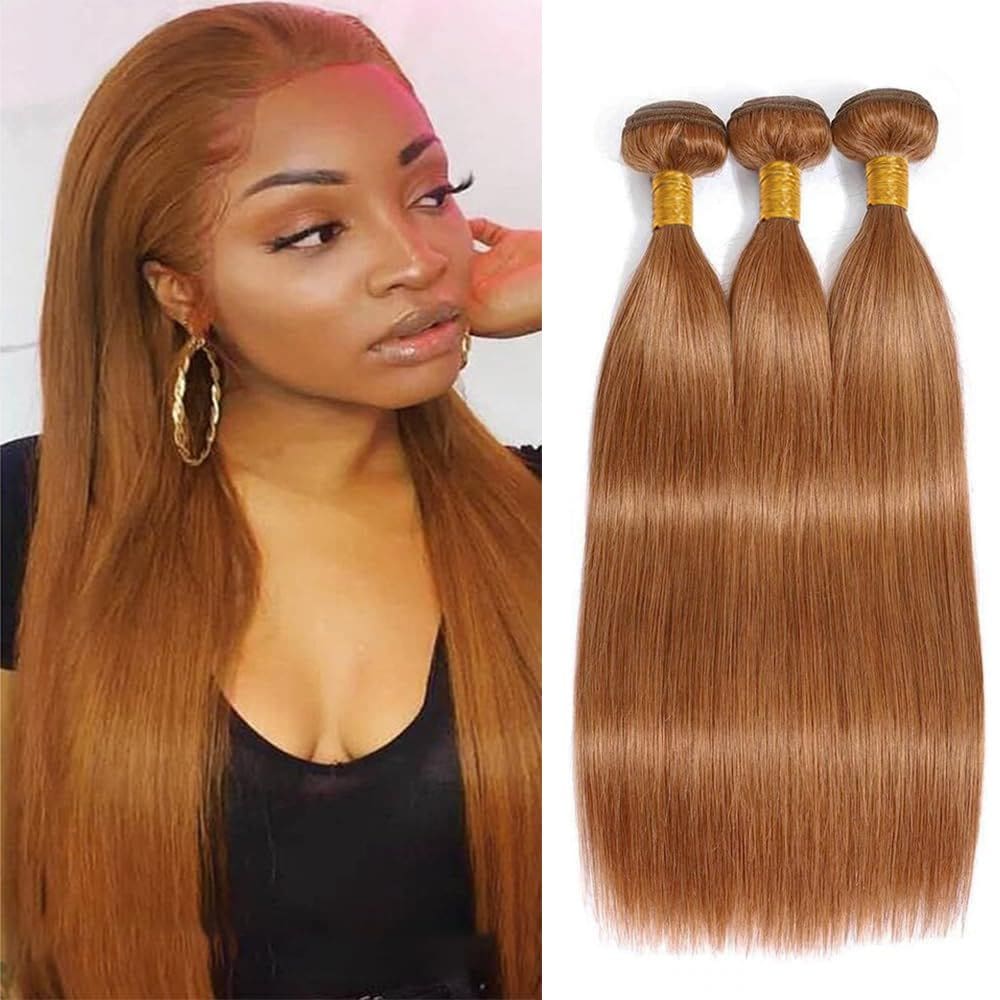 Extensões de cabelo Nuailisex Brown Straight 3 pacotes 56-66cm