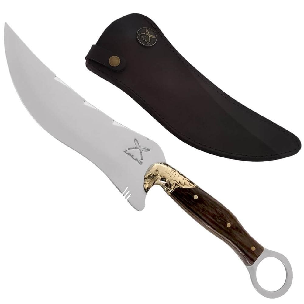Faca Picanheira Artesanal Cabo Águia Churrasco 9` Inox 420c Dorso Mosqueado Full Tang