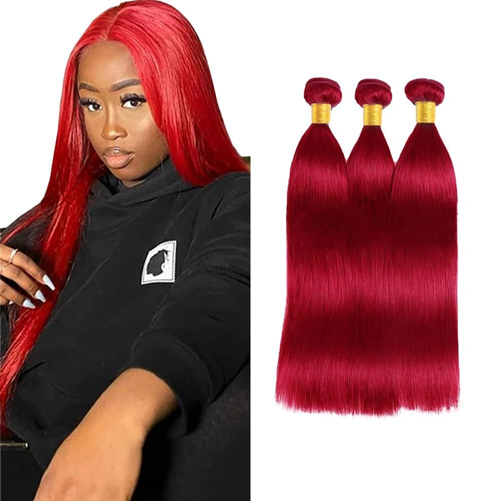 Hair Weave GveoxVO Red Straight 8A Brazilian Virgin Remy