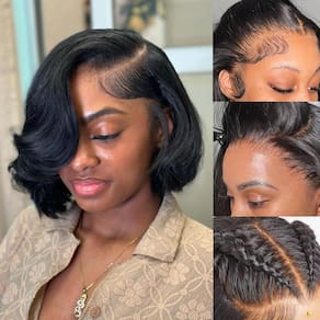 Peruca UWLK Bob Lace Front 100% cabelo humano 200% densidade 25cm
