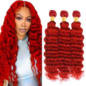 Pacotes de cabelo ZevPiul Fire Red Deep Wave 3 pacotes 40-50cm