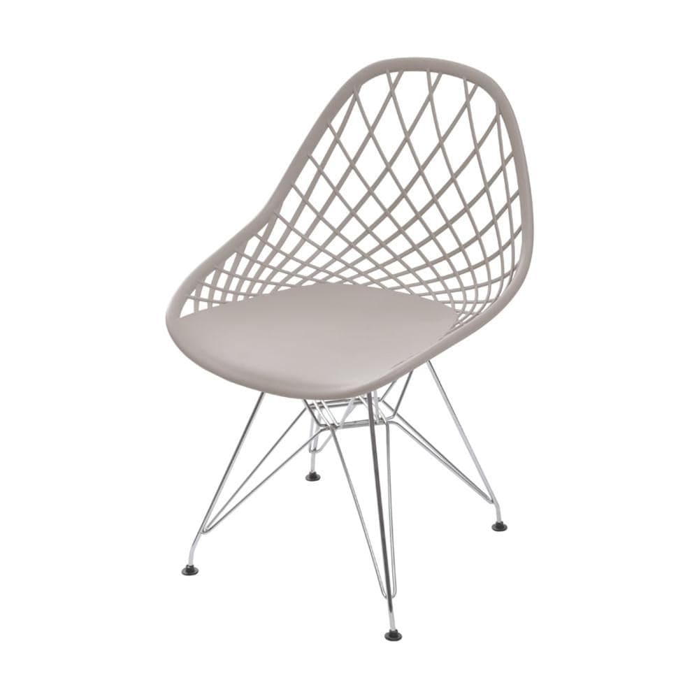 Cadeira Kaila Polipropileno Fendi Base Metal Cromado