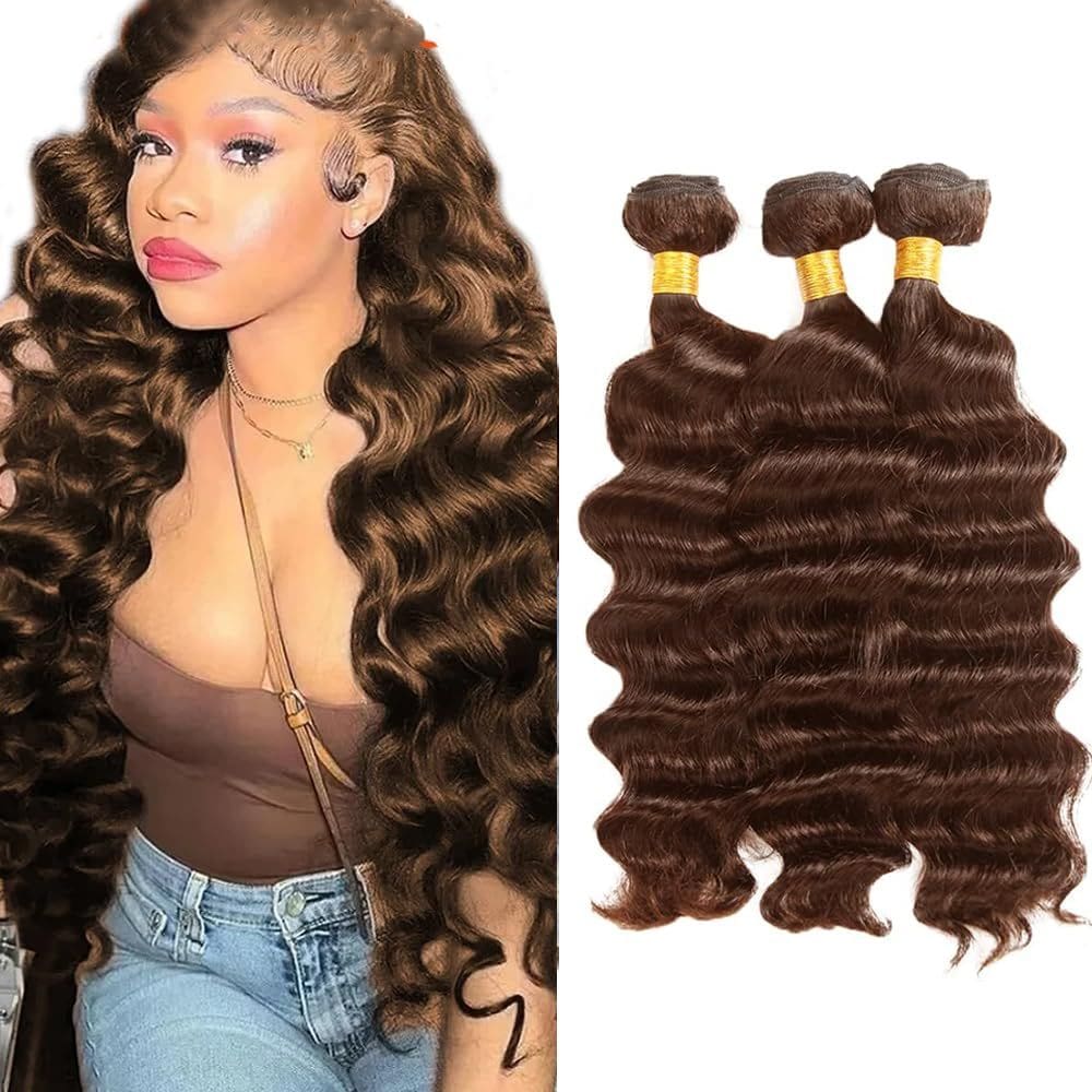 Extensões de cabelo GveoxVO Brown Deep Wave 8A Brazilian Virgin