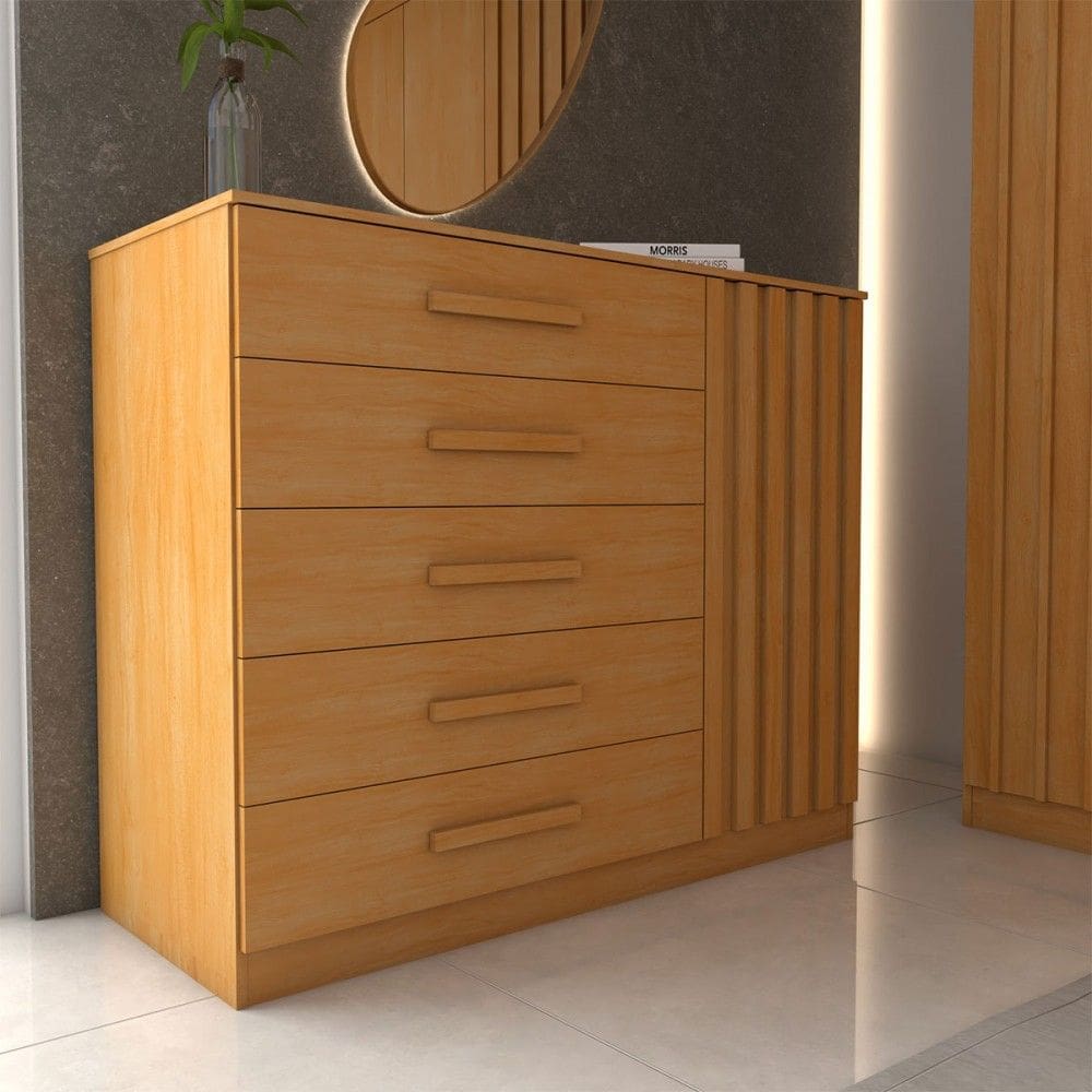 Cômoda Argo 1 Porta 5 Gavetas Cinamomo - Panorama Móveis