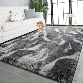 Tapete Area TWINNIS Super Soft Shaggy 150x240cm Preto Cinza