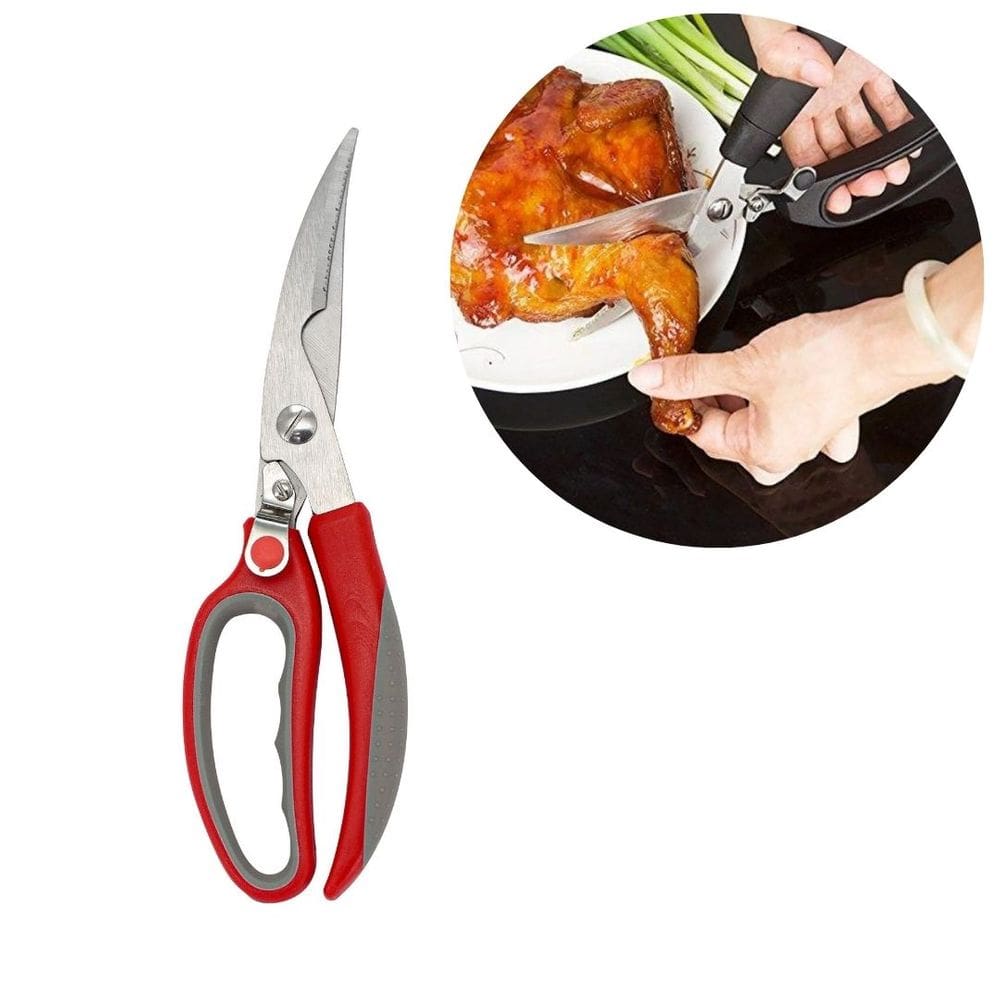 Tesoura Multiuso Aço Inox Prime Com Trava Ideal para Frango e Peixes - Tuut