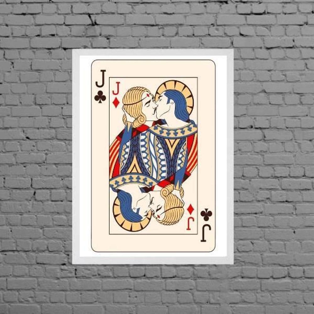 Quadro Carta De Baralho Gay 45X34Cm Com Vidro Moldura Branca