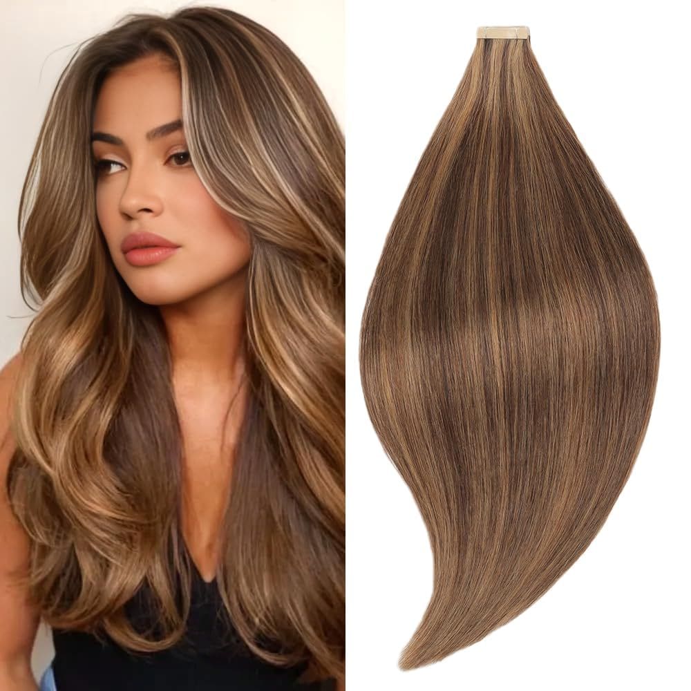 Fita adesiva em extensões de cabelo YNSNR 40 cm 20 unidades de cabelo humano