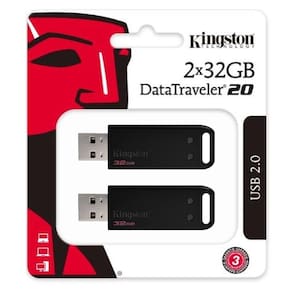 Kit 2 Pendrive Kingston Datatraveler 20 - 32Gb Usb 2.0 Preto