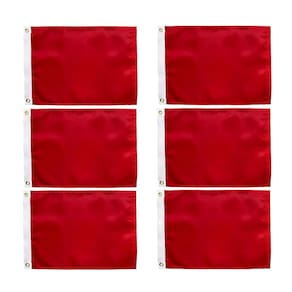 Bandeira FLAGPARK vermelha sólida 30x45 cm de nylon com ilhós de latão, pacote com 6