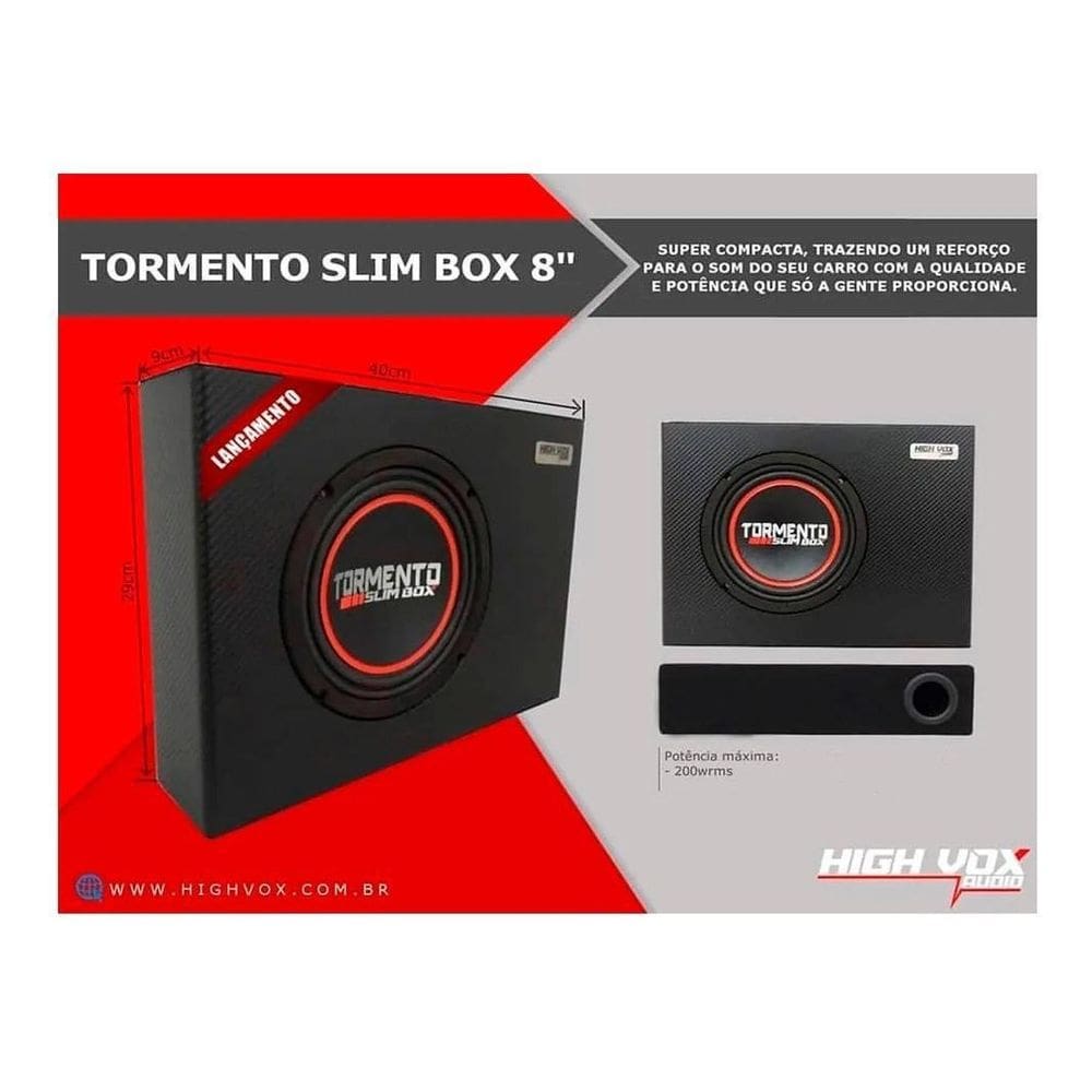 Caixa Slim Sub Woofer Tormento Alto Falante 200Wrms 8 Pol