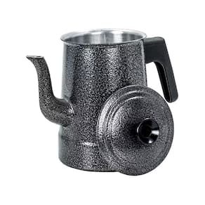 Bule Craqueado Preto Para Café Chá De Alumínio Repuxado 1l