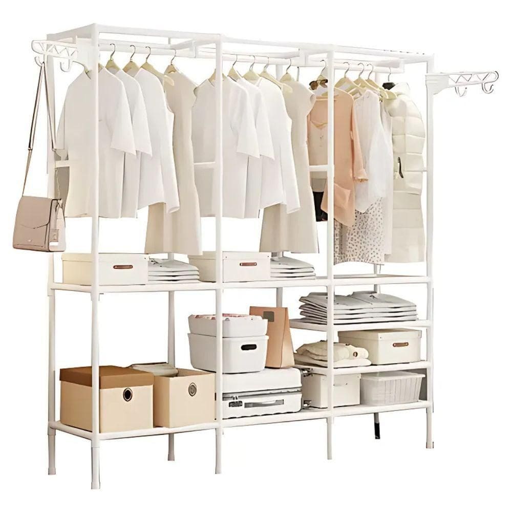 Guarda Roupa Branco Closet Desmontável Arara Organizadora 3 Colunas