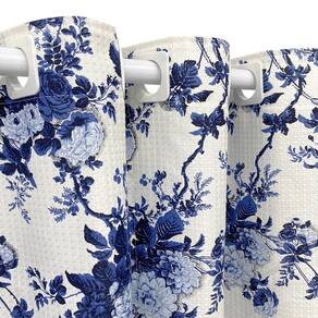 Cortina Varão Tecido Piquet Floral 2,40X1,30 Sala Quarto